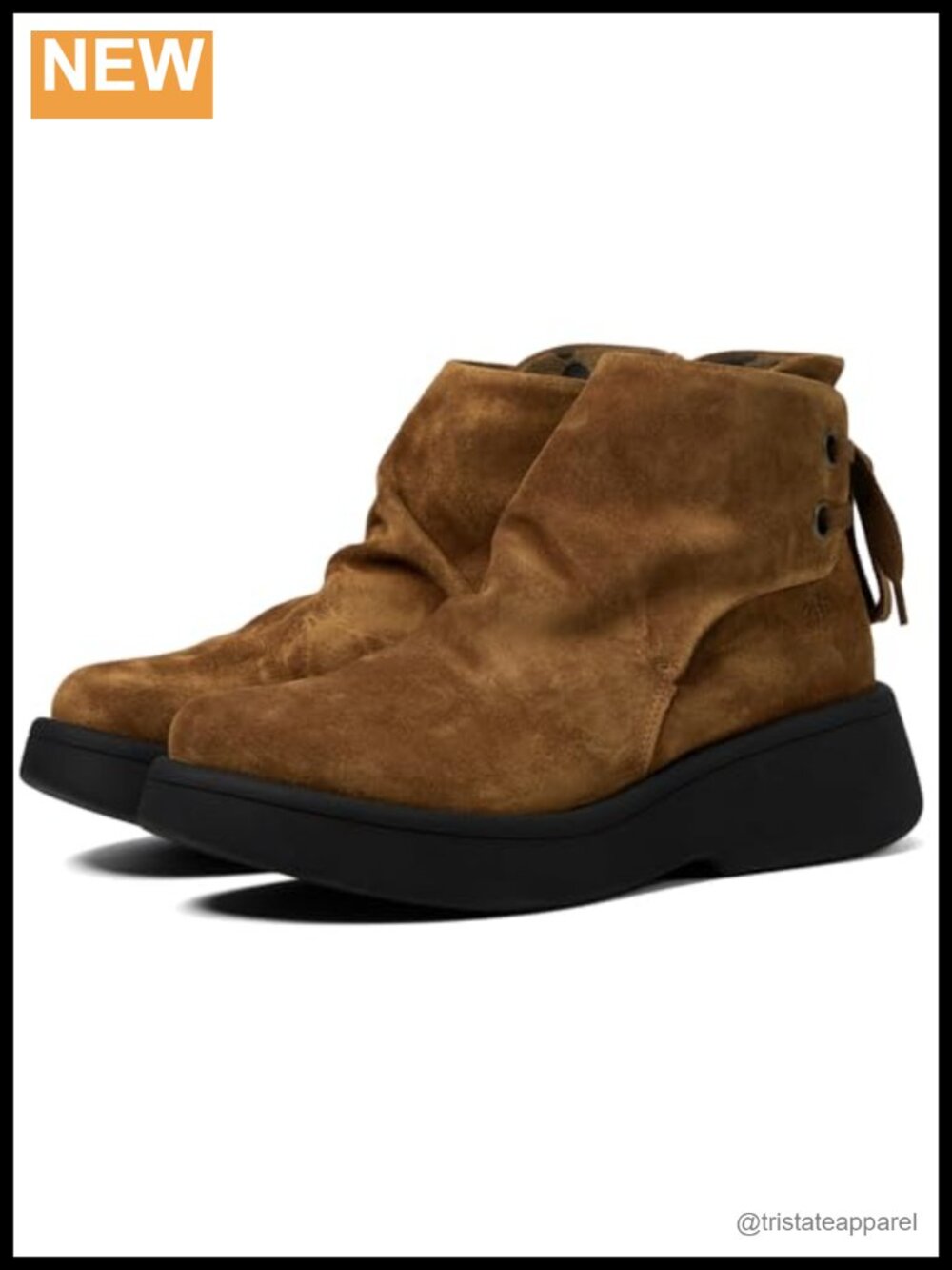 Suede Ankle Bootie Block Heel Lace Up Pull On